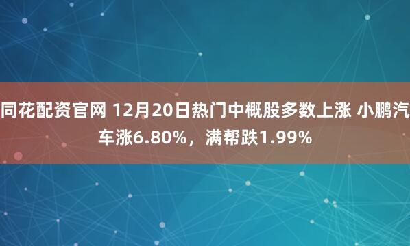 同花配资官网 12月20日热门中概股多数上涨 小鹏汽车涨6.80%，满帮跌1.99%