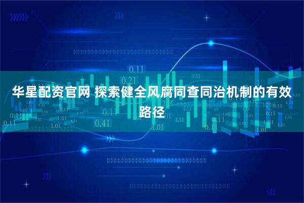 华星配资官网 探索健全风腐同查同治机制的有效路径